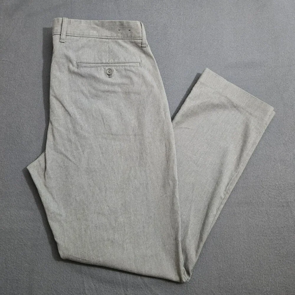 J. Crew Men 35X32 (35X30) Gray Flat Front The Sutton Straight Leg Chino Pants